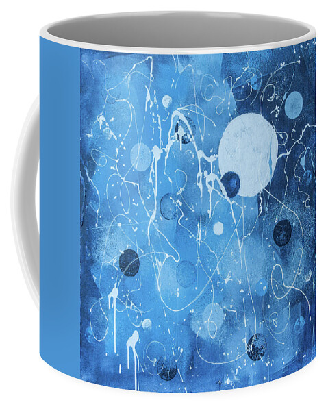 Abstract Coffee Mug featuring the painting Blue Universe by Maxim Komissarchik
