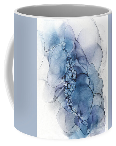 Blue Petal Dots Whispy Abstract Painting Coffee Mug featuring the painting Blue Whispy 2 Abstract Painting by Alissa Beth Photography