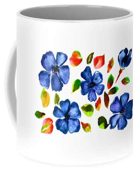 Blue Coffee Mug featuring the painting Blue Wild Flowers Watercolor Transparent Background by Delynn Addams