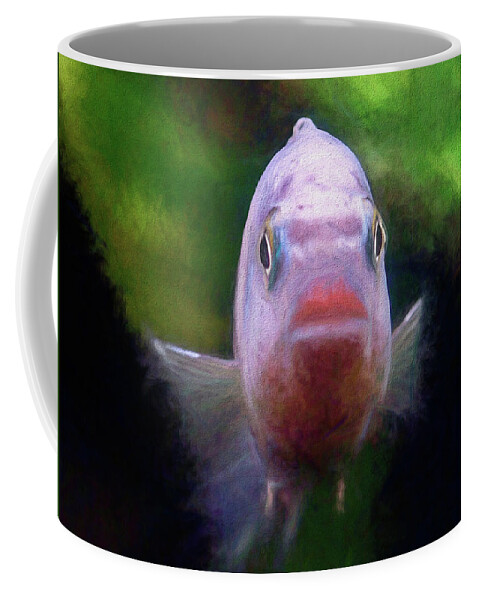 African Cichlid Coffee Mug featuring the digital art Blue Zebra Headshot Painting by Don Northup