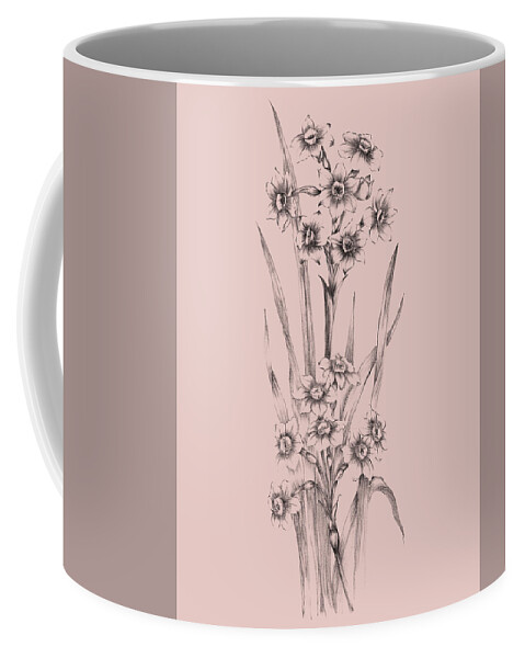 Flower Coffee Mug featuring the mixed media Blush Pink Flower Sketch I by Naxart Studio