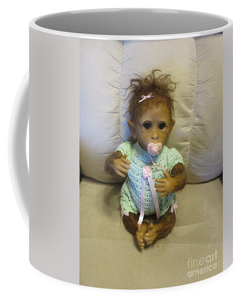 Monkey Coffee Mug featuring the photograph BM Baby Monkey by Marie Neder