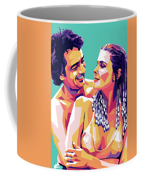 Dudley Coffee Mug featuring the digital art Bo Derek and Dudley Moore by Stars on Art