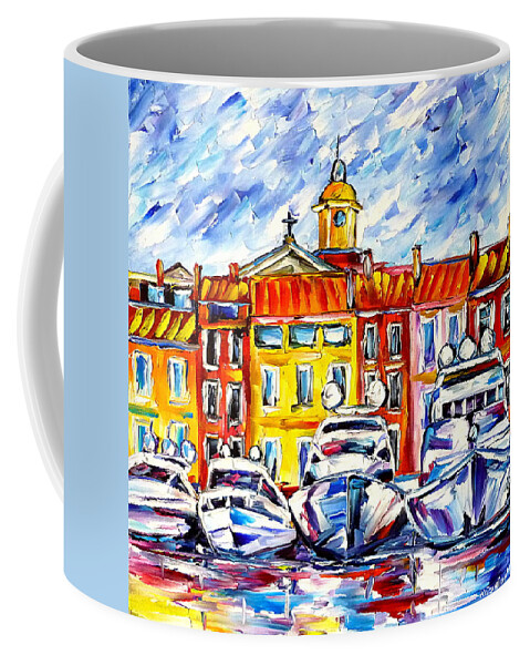 I Love St Tropez Coffee Mug featuring the painting Boats Of St. Tropez by Mirek Kuzniar