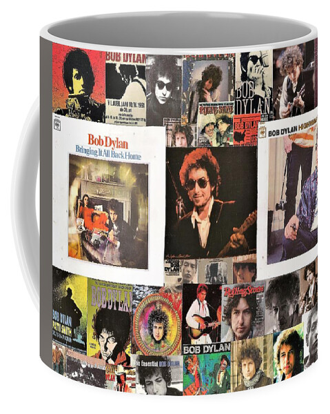 Collage Coffee Mug featuring the digital art Bob Dylan Collage 1 by Doug Siegel