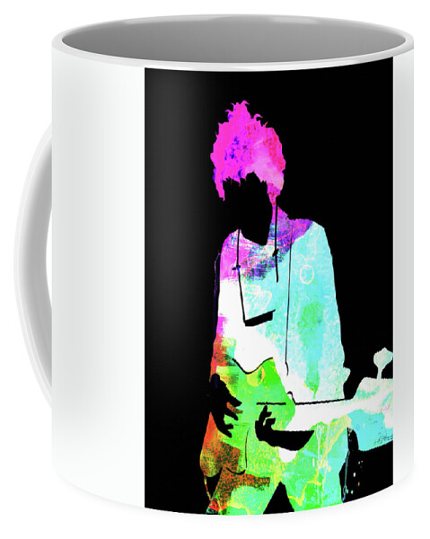 Bob Dylan Coffee Mug featuring the mixed media Bob Watercolor II by Naxart Studio