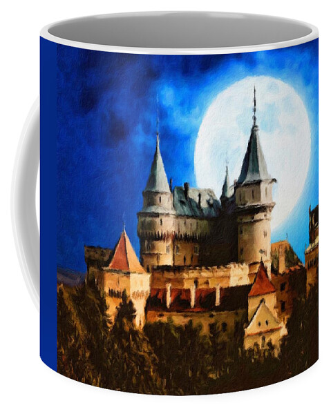 Bojnice Coffee Mug featuring the painting Bojnice Castle by Vincent Monozlay
