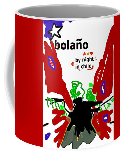 Bolano.roberto Bolano Coffee Mug featuring the drawing Bolano Chile 2 poster by Paul Sutcliffe