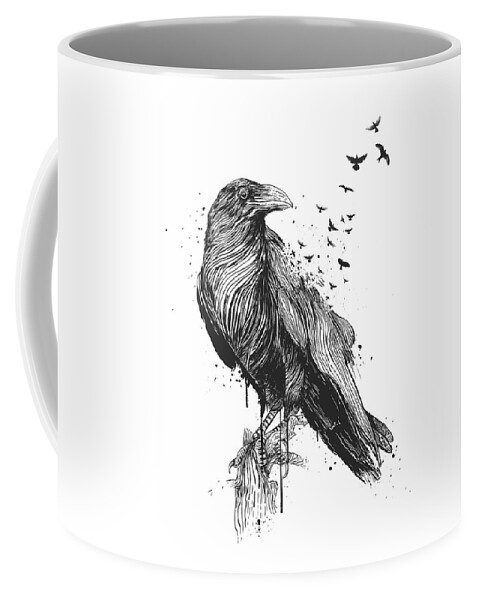 Bird Coffee Mug featuring the drawing Born to be free by Balazs Solti