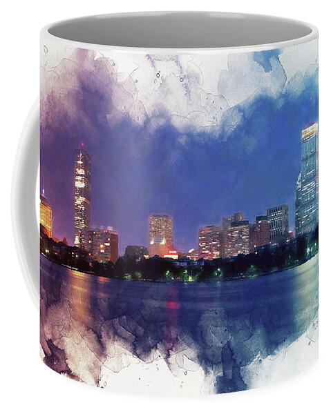 Boston Coffee Mug featuring the painting Boston, Panorama - 16 by AM FineArtPrints