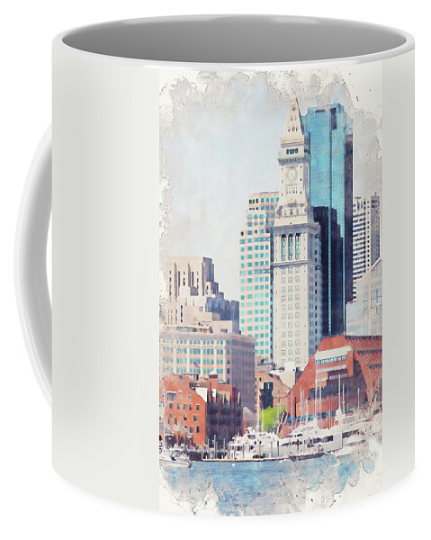 Boston Coffee Mug featuring the painting Boston, Panorama - 18 by AM FineArtPrints
