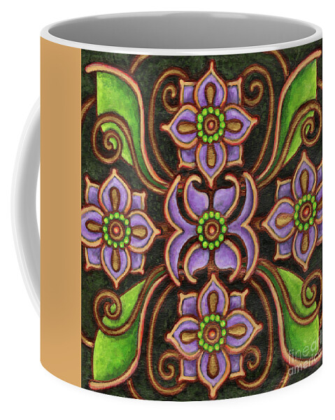 Ornamental Coffee Mug featuring the painting Botanical Mandala 6 by Amy E Fraser