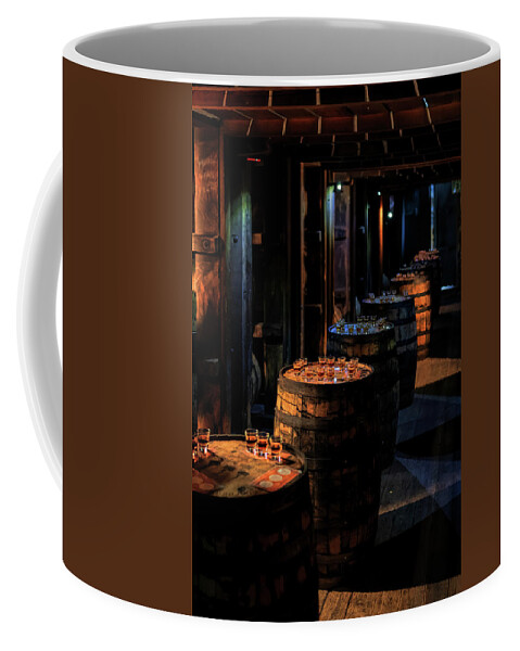 Woodford Reserve Coffee Mug featuring the photograph Bourbon Tasting Between the Ricks by Susan Rissi Tregoning