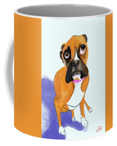 Dog Portraits Coffee Mug featuring the digital art Boxer Bella by Lidija Ivanek - SiLa