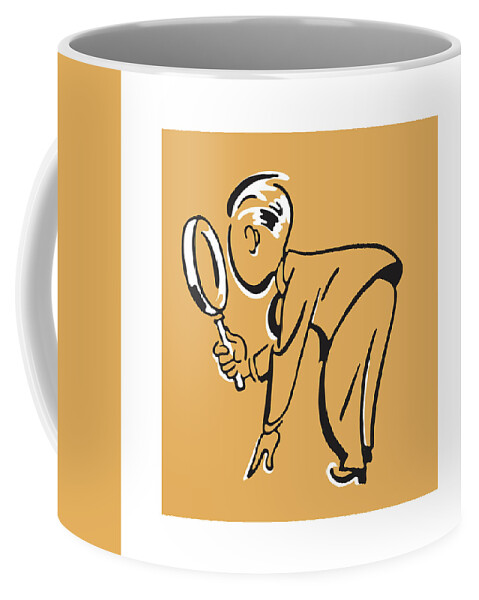 Adult Coffee Mug featuring the drawing Boy Using a Magnifying Glass by CSA Images