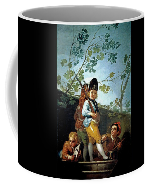 Boys Playing At Soldiers Coffee Mug featuring the painting 'Boys playing at Soldiers', 1779, Spanish School, Oil on canvas, ... by Francisco de Goya -1746-1828-