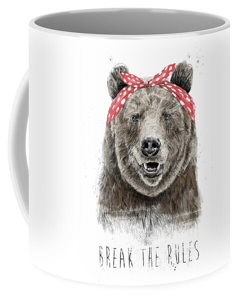 Bear Coffee Mug featuring the mixed media Break the rules by Balazs Solti