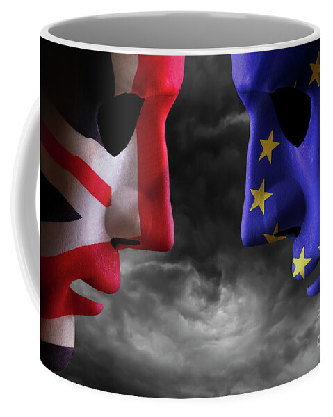 Brexit Coffee Mug featuring the photograph Brexit head to head EU and UK flags by Simon Bratt