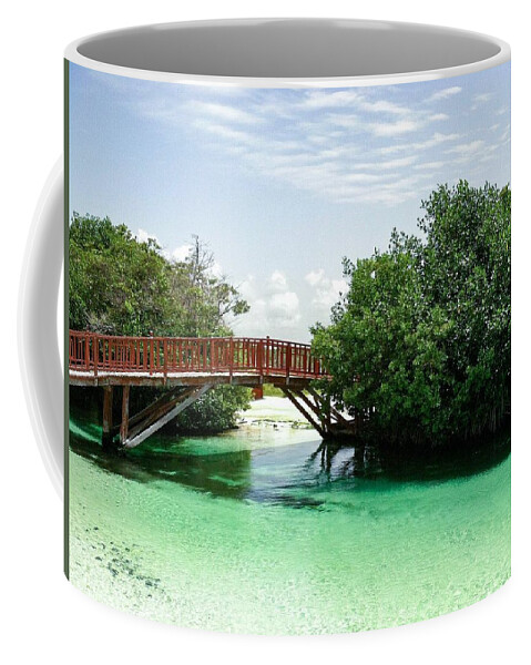 Beach Coffee Mug featuring the photograph Bridge by the Sea by Kelly Thackeray