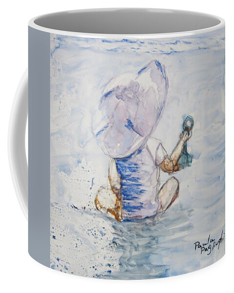 Painting Coffee Mug featuring the painting Brielle in the Water by Paula Pagliughi