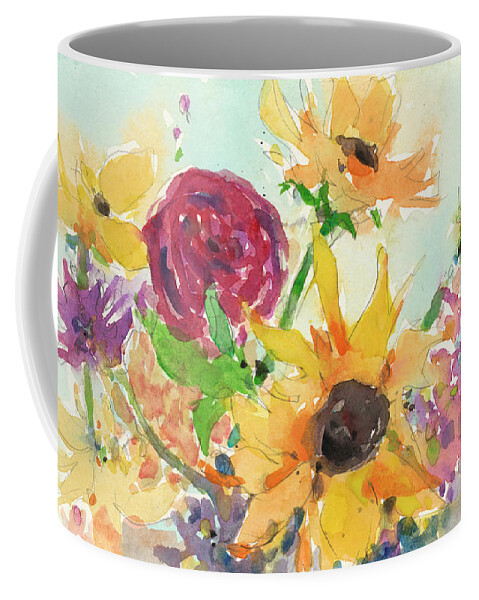 Botanical Coffee Mug featuring the painting Bright Wild Flowers II by Samuel Dixon