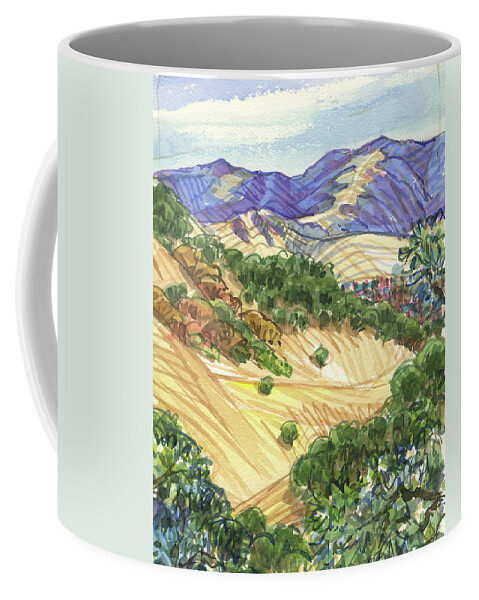 Landscape With California Oaks Coffee Mug featuring the painting Briones from Mount Diablo Foothills by Judith Kunzle