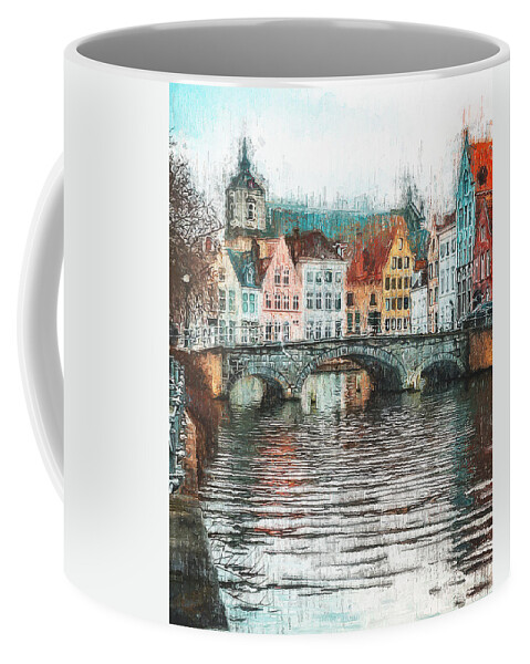 Belgium Coffee Mug featuring the painting Bruges, Belgium - 02 by AM FineArtPrints