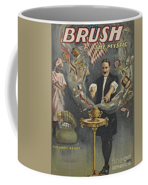 Poster Coffee Mug featuring the painting Brush the Mystic - Vintage Magician Poster by Esoterica Art Agency
