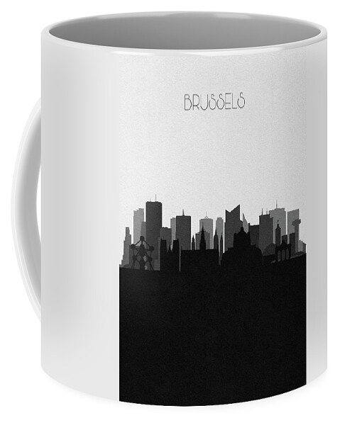 Brussels Coffee Mug featuring the digital art Brussels Cityscape Art by Inspirowl Design