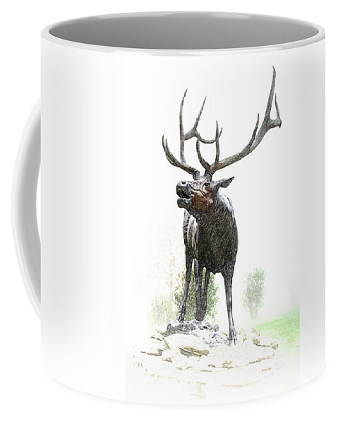 Elk Coffee Mug featuring the mixed media Bull Elk by Christina Rollo