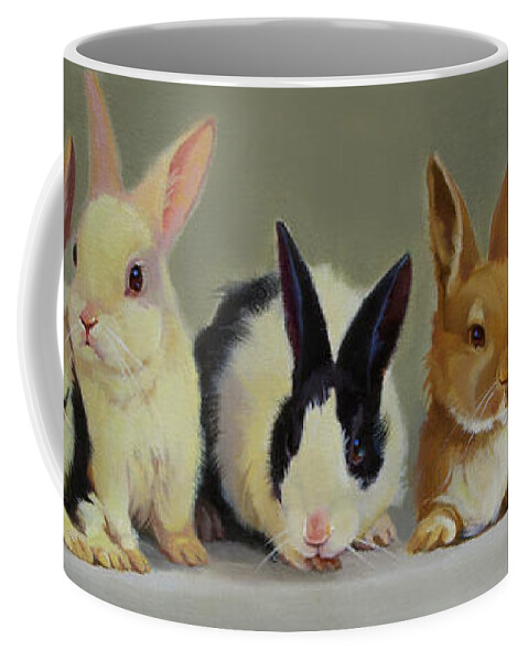 Farm Animals Coffee Mug featuring the painting Bunny Babies by Carolyne Hawley