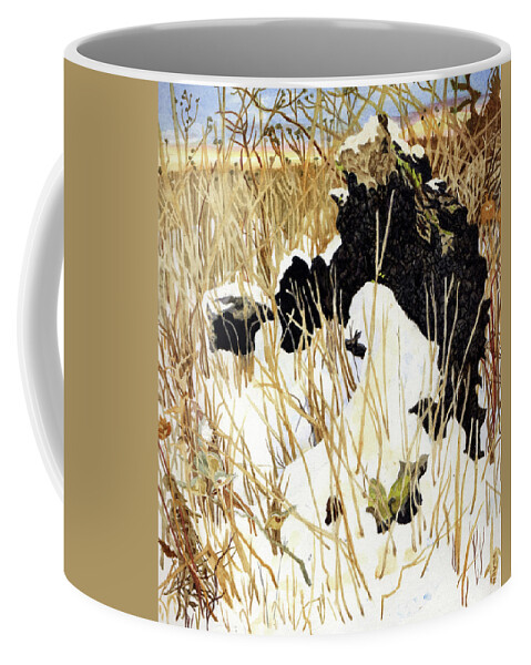 Landscape Coffee Mug featuring the painting Bur Oak in the Winter by Alice Ann Barnes