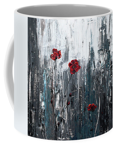 Red Coffee Mug featuring the painting Burgundy Secrets 2 by Mahnoor Shah