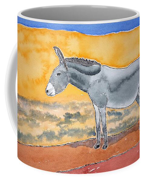 Watercolor Coffee Mug featuring the painting Burro Lore by John Klobucher
