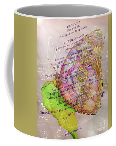 Butterfly Birthday Coffee Mug featuring the mixed media Butterfly Birthday #1 by Bonnie Marie