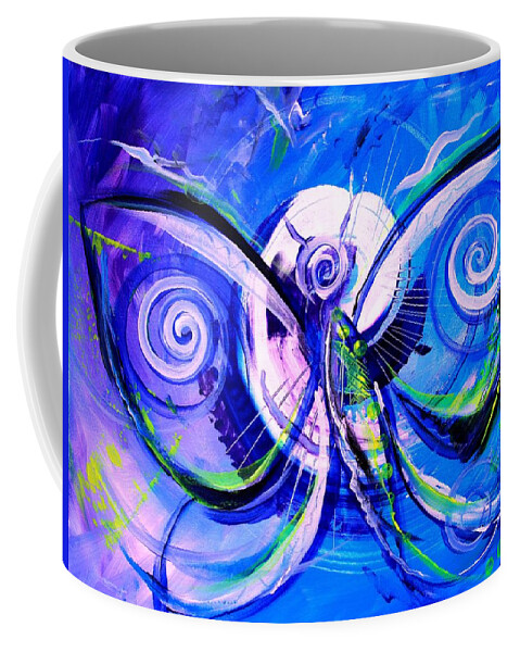 Butterfly Coffee Mug featuring the painting Butterfly Blue Violet by J Vincent Scarpace