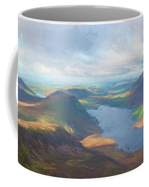 England Coffee Mug featuring the digital art Buttermere and Crummock Water Panorama by Roy Pedersen