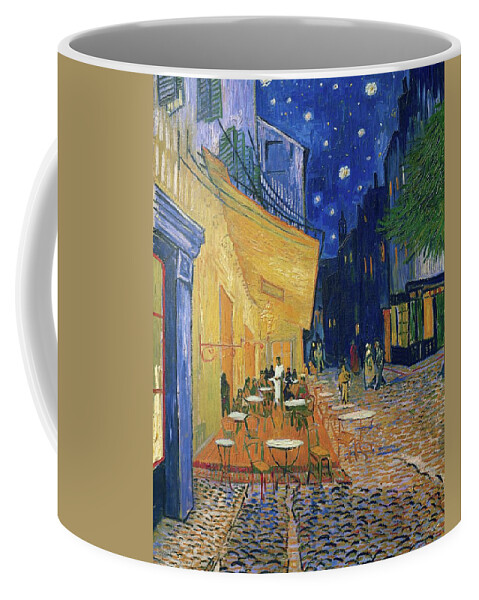 Vincent Van Gogh Coffee Mug featuring the painting Cafe-terrace at night -Place du forum in Arles-. Oil on canvas -1888- Cat. 232. by Vincent van Gogh -1853-1890-