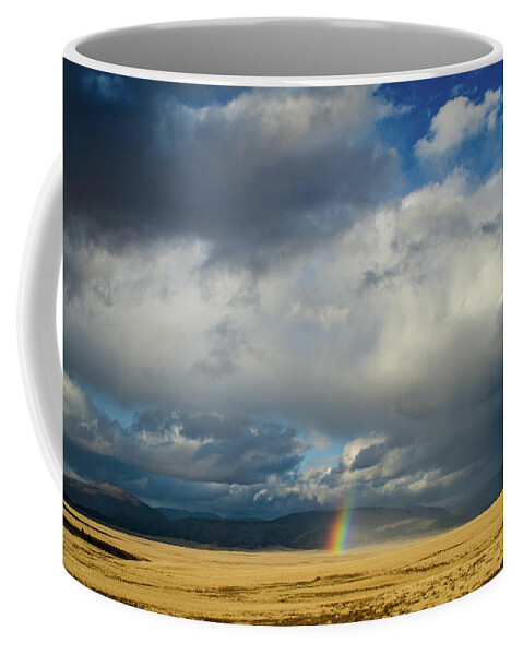 Valles Caldera National Preserve Coffee Mug featuring the photograph Caldera Rainbow by Jeff Phillippi