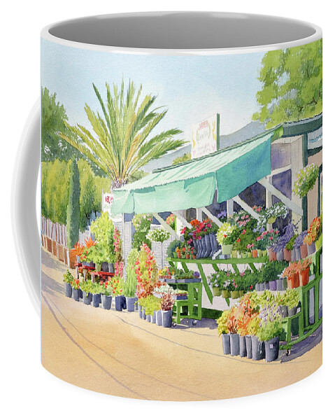 Flower Coffee Mug featuring the painting California Flower Stand by Mary Helmreich