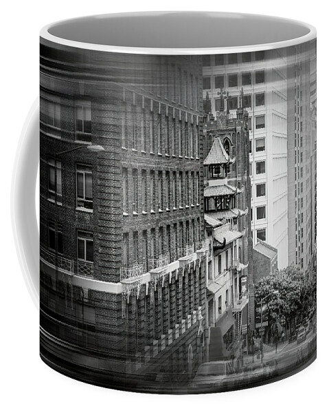 San Francisco Coffee Mug featuring the photograph California Street San Francisco in Black and White by Carol Japp