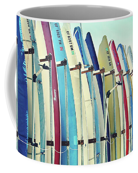  Surfboard Coffee Mug featuring the photograph California surfboards by Sylvia Cook