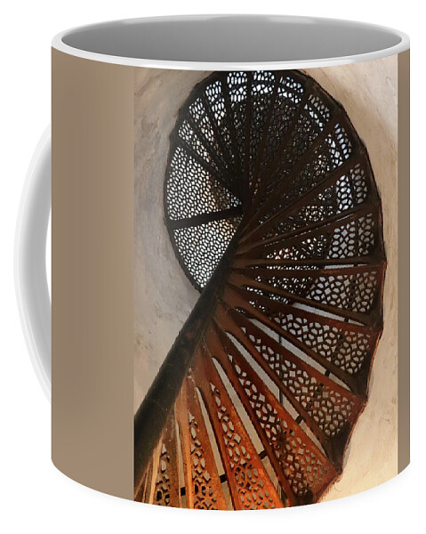 Spiral Staircase Coffee Mug featuring the photograph Cana Island Lighthouse Staircase by David T Wilkinson