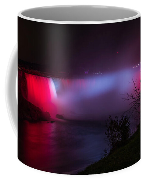 Photography Coffee Mug featuring the photograph Canadian Flag Horseshoe Falls by Alma Danison