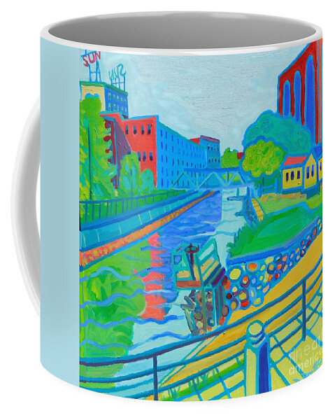 Lowell Coffee Mug featuring the painting Canal by the Sun by Debra Bretton Robinson