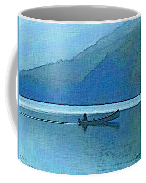 Canoe Coffee Mug featuring the photograph Canoe on Lake by Robert Bissett