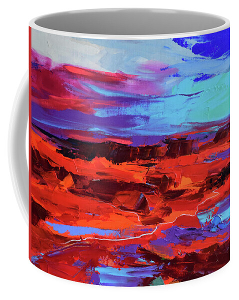 Arizona Coffee Mug featuring the painting Canyon at Dusk by Elise Palmigiani