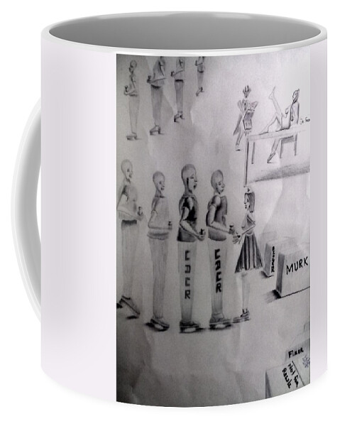 Blak Art Coffee Mug featuring the drawing Capitalizing on Justice by Donald Cnote Hooker