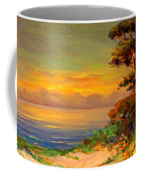 Carmel Coffee Mug featuring the painting Carmel Beach Sunset by Peter Ogden