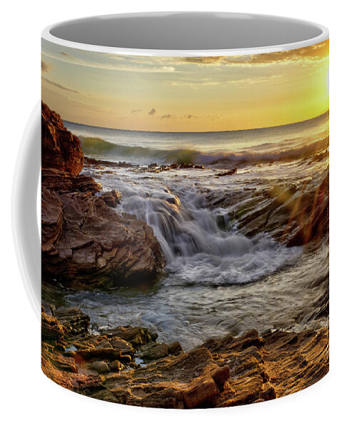 Cascading Coffee Mug featuring the photograph Cascading Sunset at Crystal Cove by Eddie Yerkish
